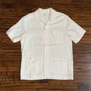 Aime Léon Dore SS24 Beige Cream Textured Safari Button-Up Shirt Size Medium